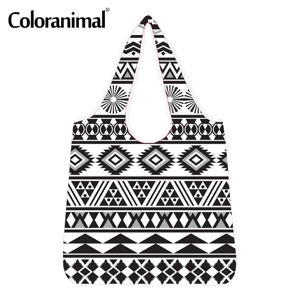 

Coloranima Protable Femme Shoulder Shopper Bag African Tribal Geometric Pattern Ladies Tote Grocery Bag Large Eco-Friendly Bag