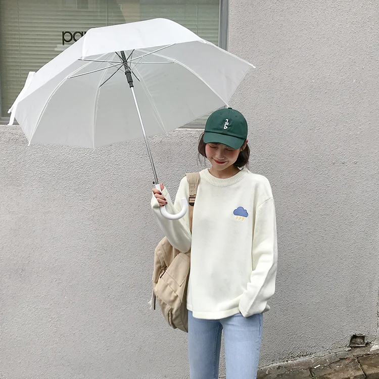 Осень 2019 новинка женские пуловеры свитер вязаный круглый вырез облако солнце