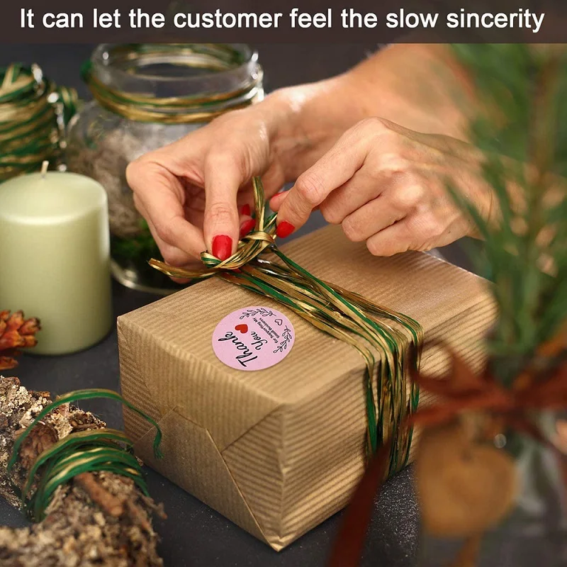 

500pcs Pink Paper Label Stickers Gold Thank You Sticker Scrapbooking Wedding Gift Card Business Packaging Stationery Sticker