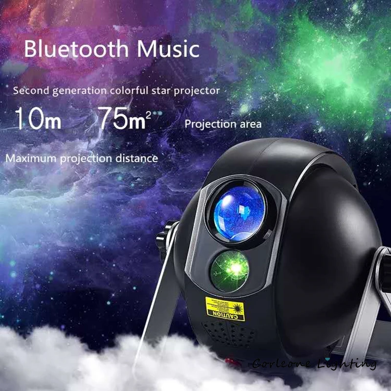 Led Colorful Night Light Star Sky Galaxy Projector Lamp With Bluetooth Speaker Bedroom Decor Remote Dimming Romantic Night Lamp