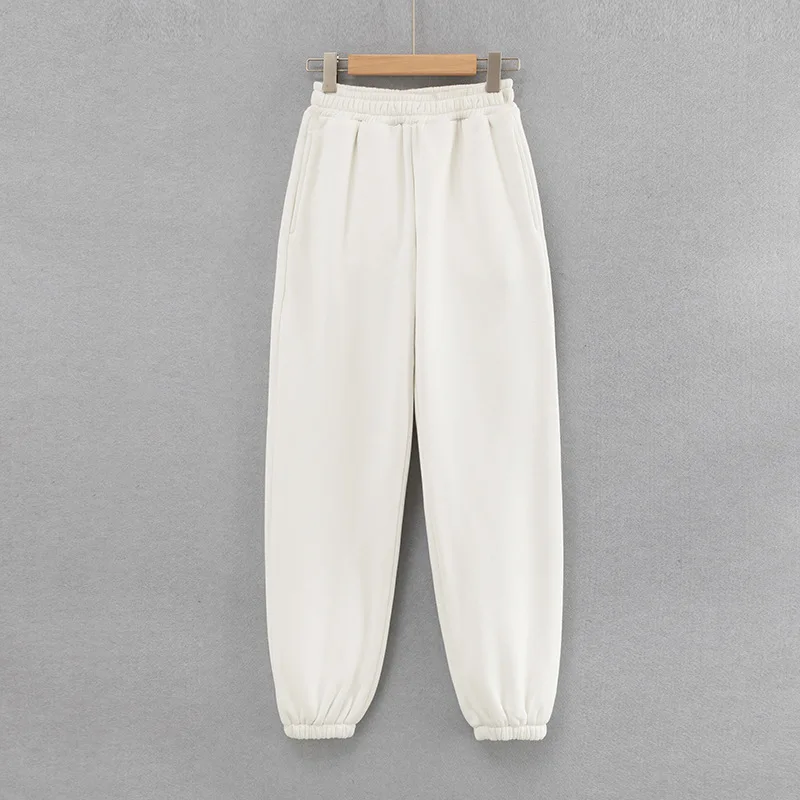 

Streetwear 90s Skater Style Sweatpants Solid Elastic Waist Pockets Thick Harem Pants For Women Winter Indie Outfits