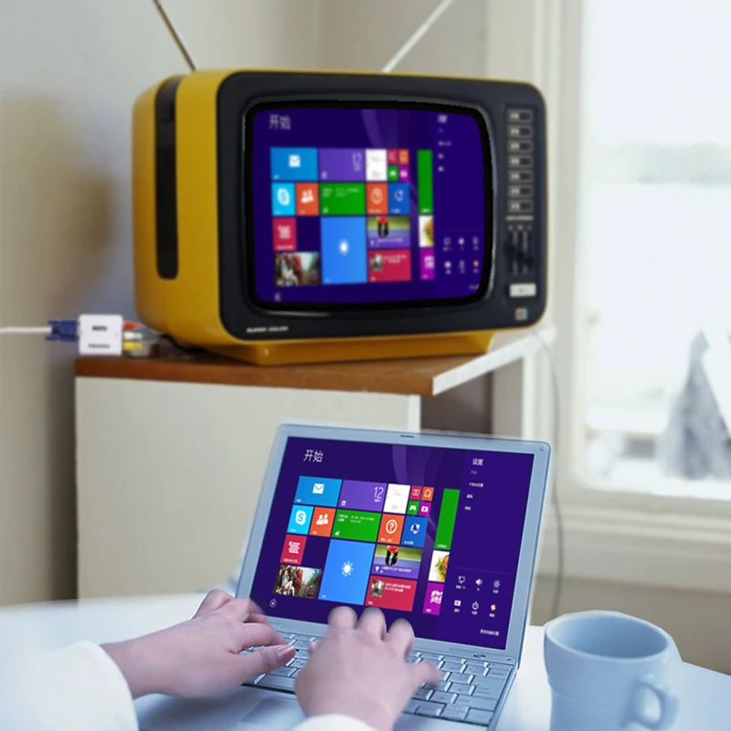 Преобразователь Mini VGA-AV AV2VGA с 3 5 мм аудио RCA в VGA видео преобразователь для ПК на ТВ