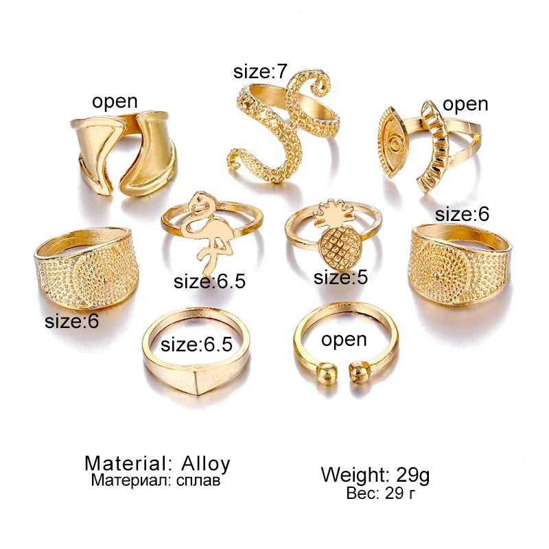 IPARAM богемное Золотое геометрическое кольцо на палец для женщин ретро сплав птица