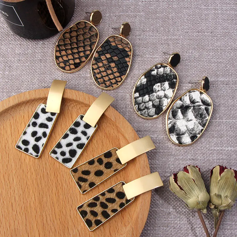 Просто Винтаж Леопардовый принт серьги для Для женщин 2019 с модным геометрическим