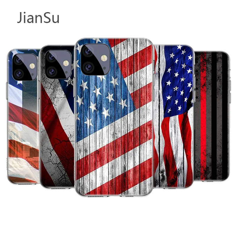 Чехол с американским флагом США для Apple iPhone 12 11 X XR XS Max 7 8 6 6S Plus 5 5S SE 2020 силиконовый