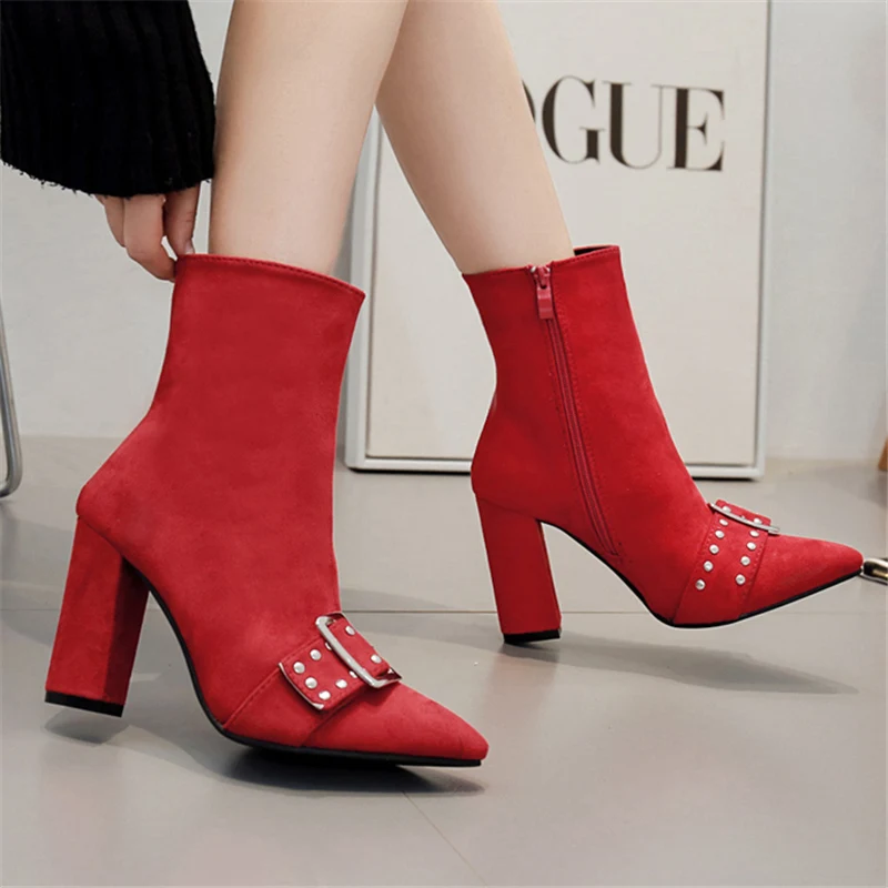 2019 г. модные роскошные женские ботинки на высоком каблуке 9 5 см с заклепками
