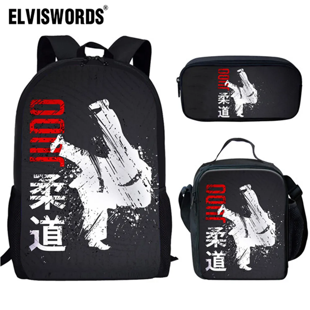 ELVISWORDS 3 шт./компл. Judo школьные ранцы для мальчиков Cool Kids Jiu jitsu Book Backpack начальной