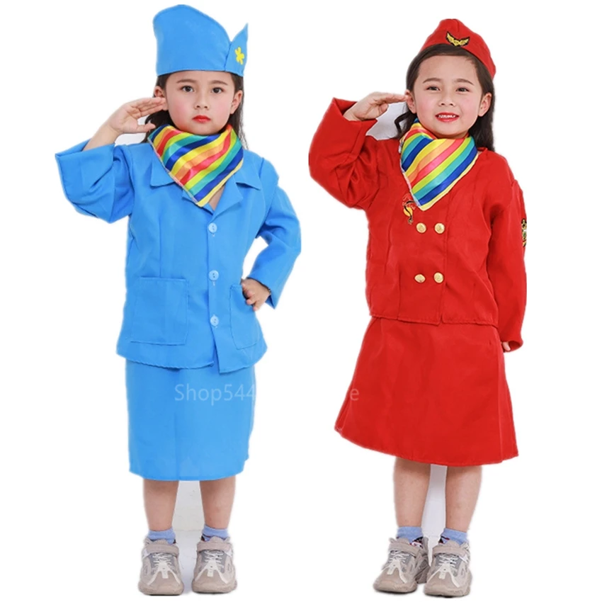 Пилот хэллоуин вечеринка одежда для маленьких девочек стюардесса юбка