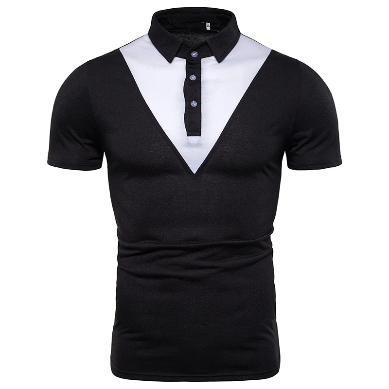 Мужские летние рубашки поло Camisa модные высококачественные хлопковые рубашки поло с коротким рукавом брендовые дышащие повседневные футболки мужская одежда - Цвет: black