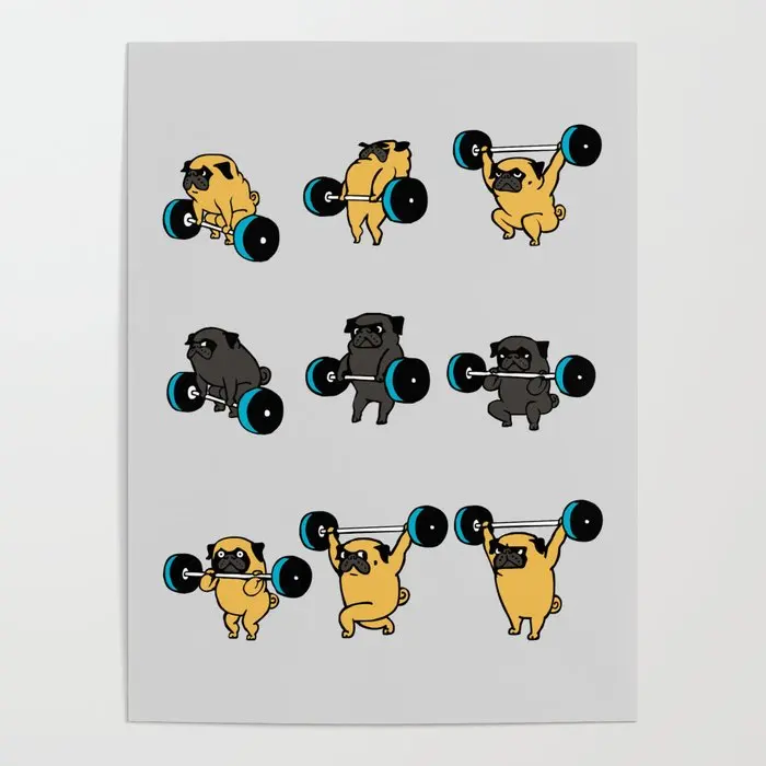 Милые Мультяшные гантели для фитнеса собаки модульные картины на холсте картина