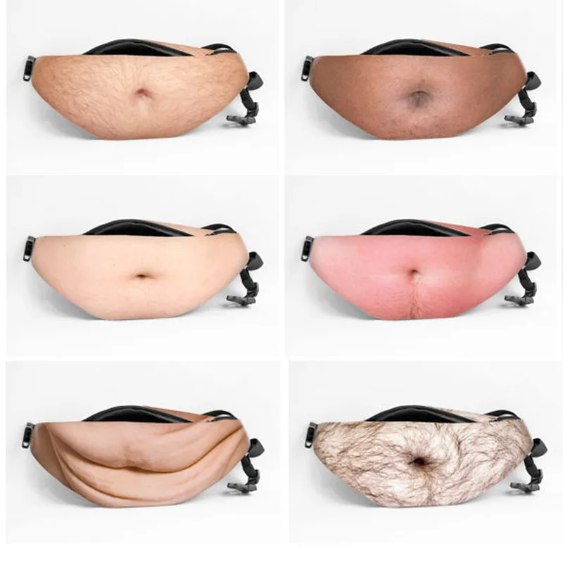 

Novelty Man Waist Bag Beer Fat Hairy 3D Belly Bags Creative Travel Phone Card Key Anti-theft Storage Organizer Gift for Man