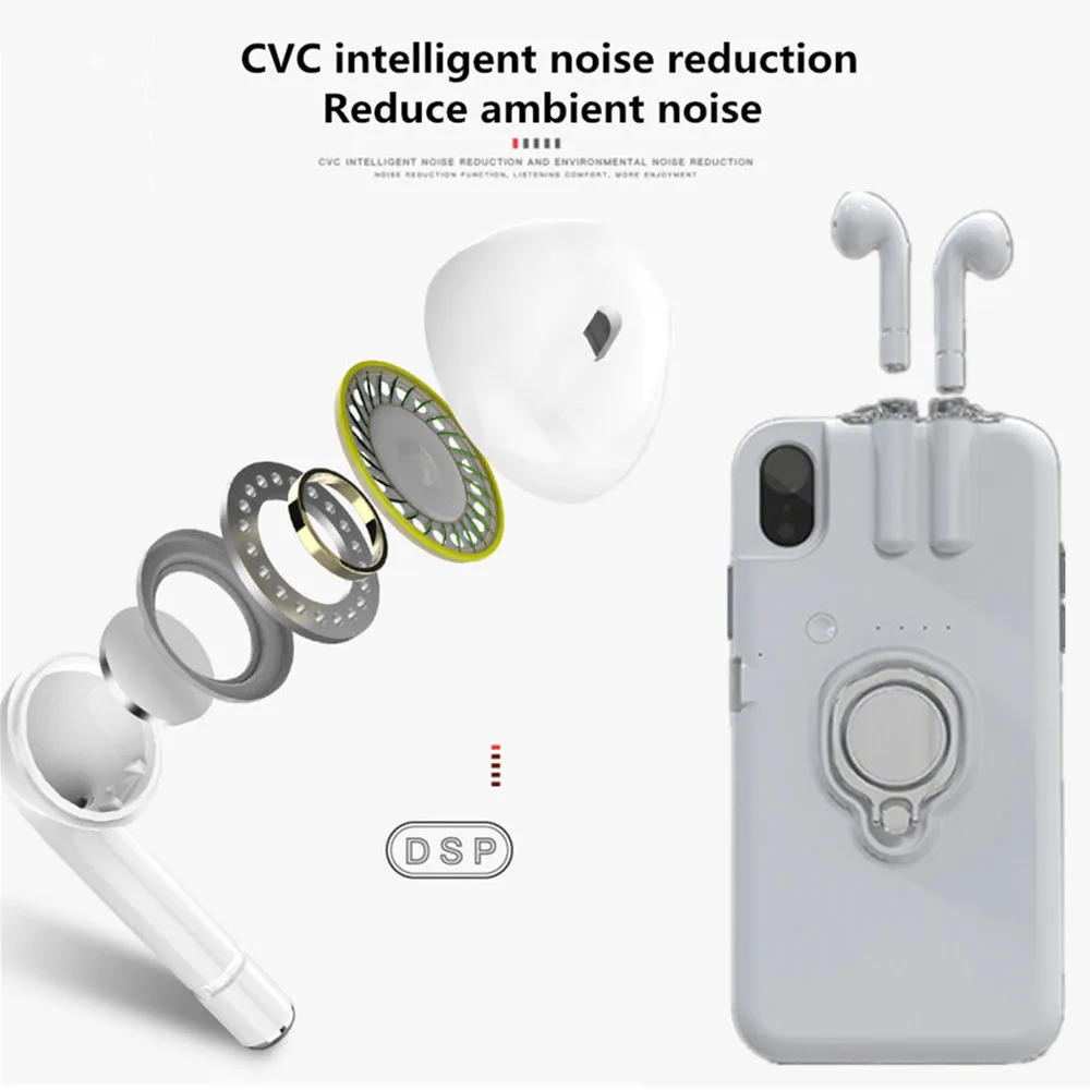 Оптовая продажа беспроводные TWS Bluetooth наушники чехол для телефона iPhone X 7 8 6 6S Plus 5 0