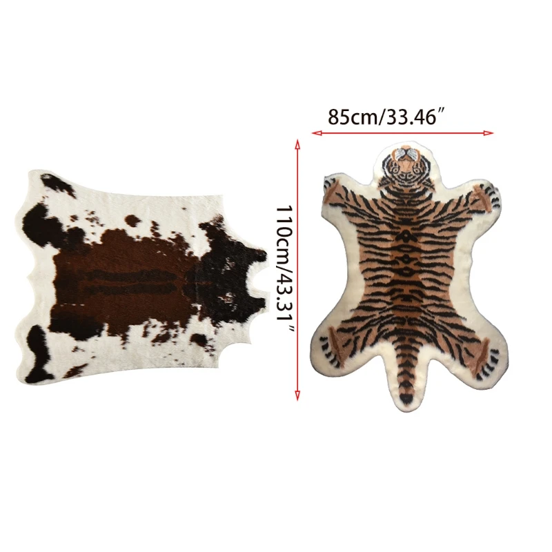 Асимметричный ворсистый коврик для стула из искусственной коровы с принтом