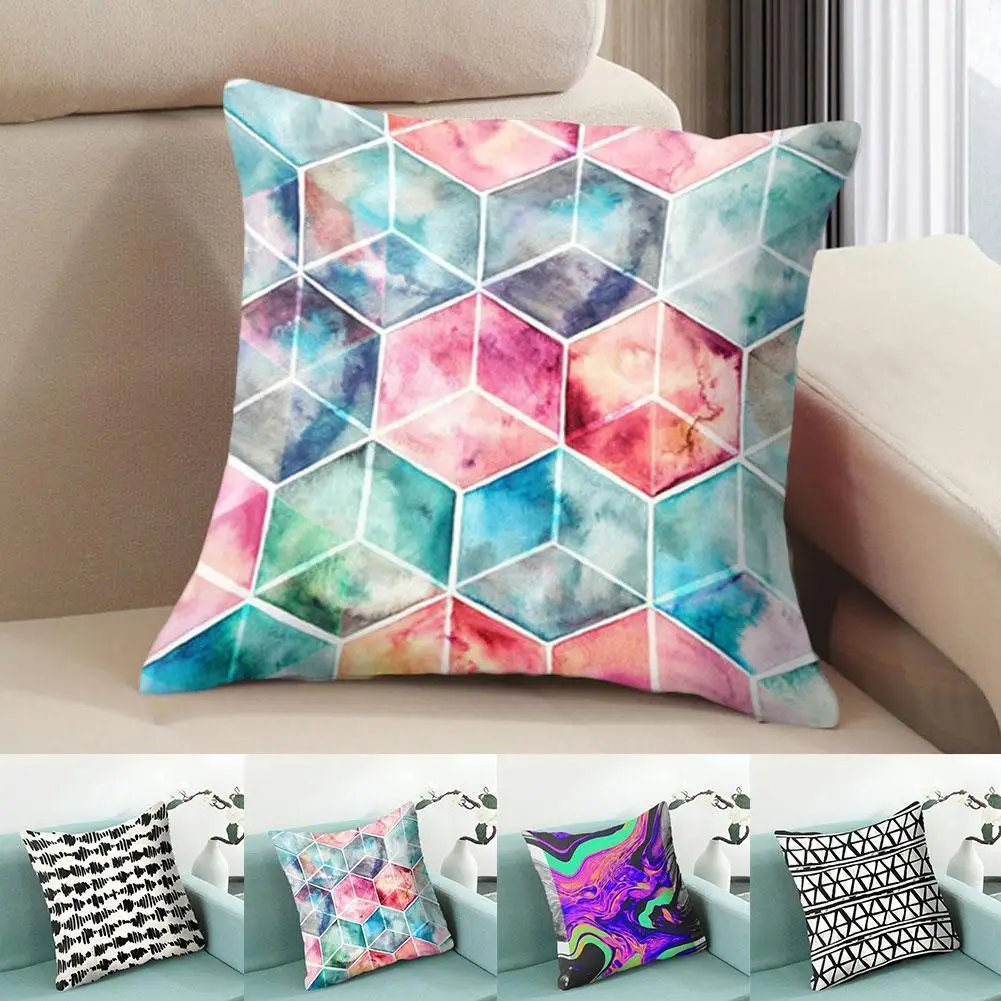 

Marble Texture Pillow Cover Colorful Abstract Geometric Pillowcase Home Bed Decor Pillowcase Sofa Pillow covers for living room