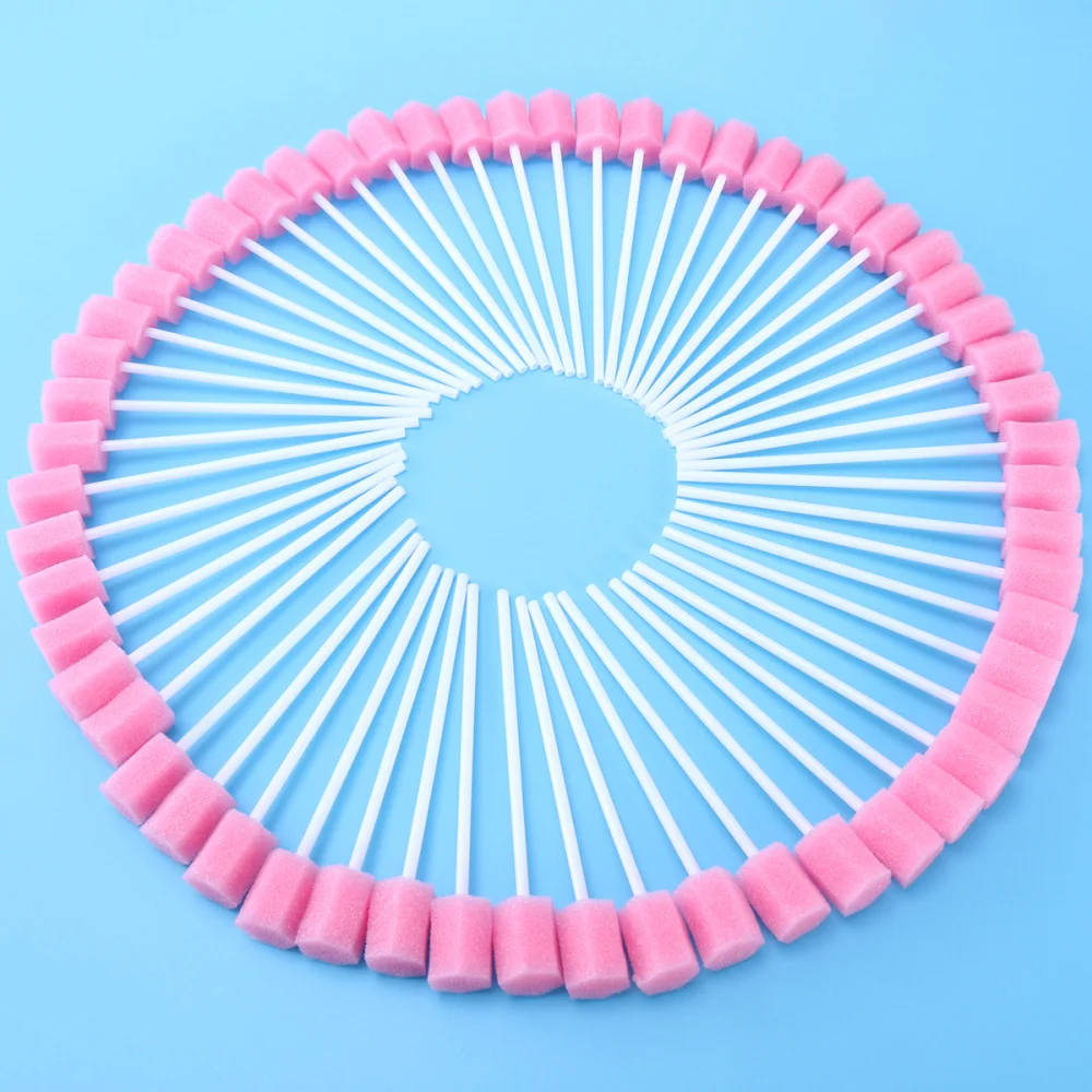 

ROSENICE 100pcs Disposable Oral Care Sponge Swab Tooth Cleaning Mouth Swabs )