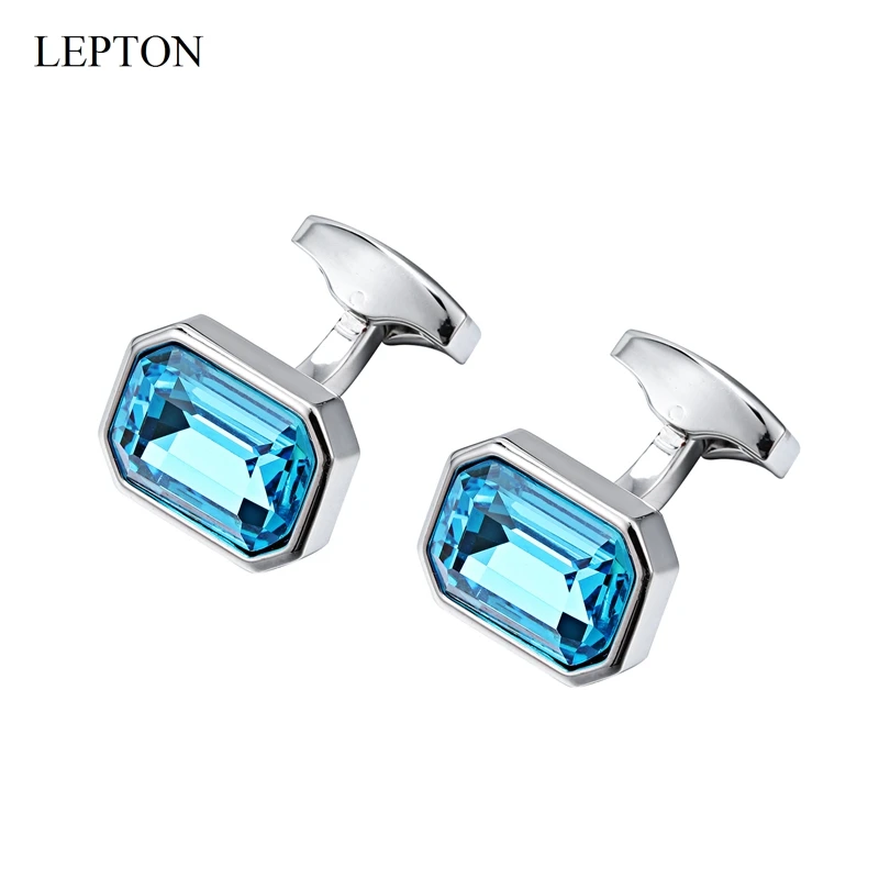 

Low-Key Luxury Cufflinks For Mens Wedding Lepton Sky Blue & Green & Olive Green Color Glass Men Shirt Cuffs Cufflink Best Gifts