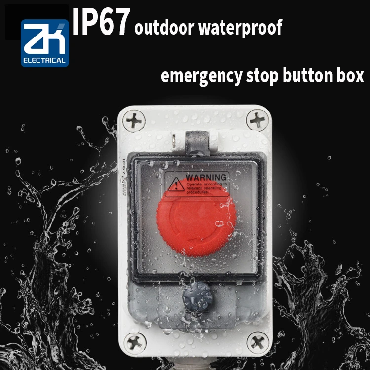 

Emergency Stop Control Box Outdoors Button Switch Cassette Tape Protect Shield Waterproof Urgent Stop Button Control Box Ip67