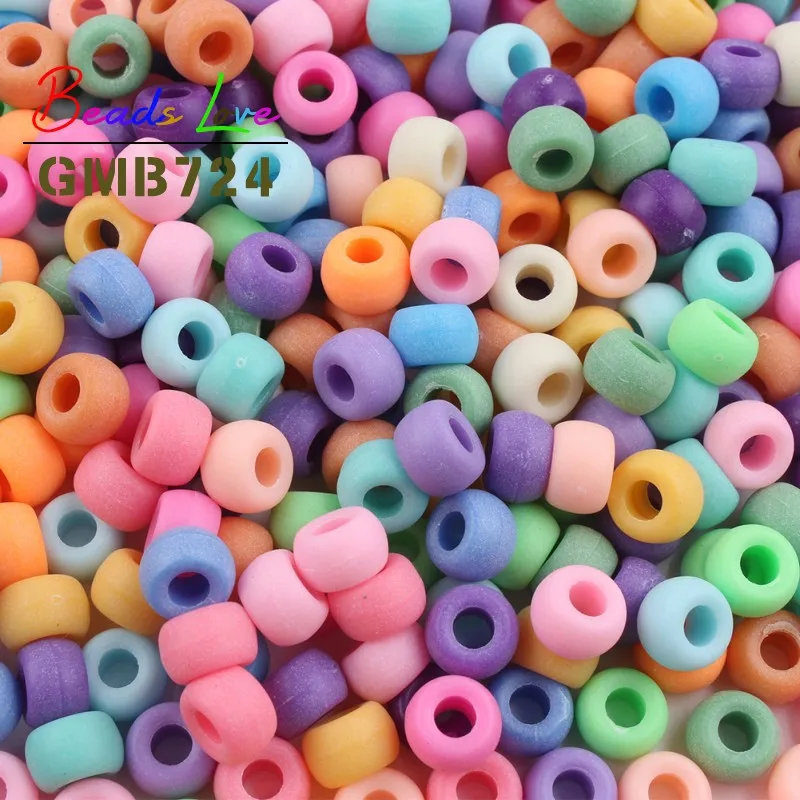 100 шт./лот 6*9 мм разноцветные Матовые акриловые бусины с большим отверстием