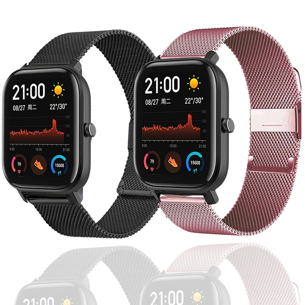 

Ремешки для умных часов Xiaomi Huami Amazfit Bip S/Bip U, нержавеющая сталь, 20 мм, 42 мм