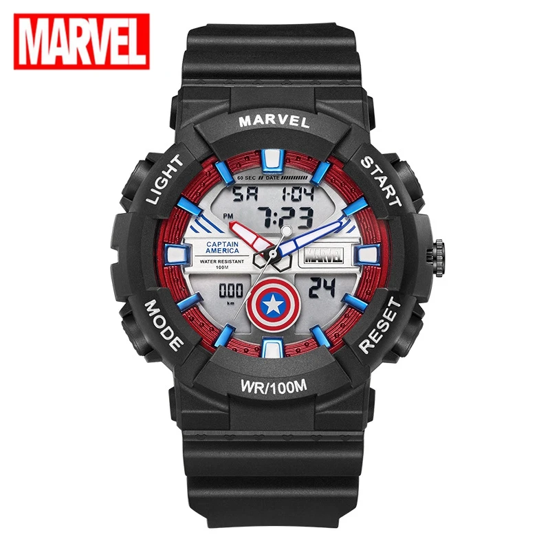 Original MARVEL Avengers Men Sport Wristwatch Male 10 ATM Waterproof Watch Teen Digital Clock Kids Alarm Hour Boy Child Gift Top