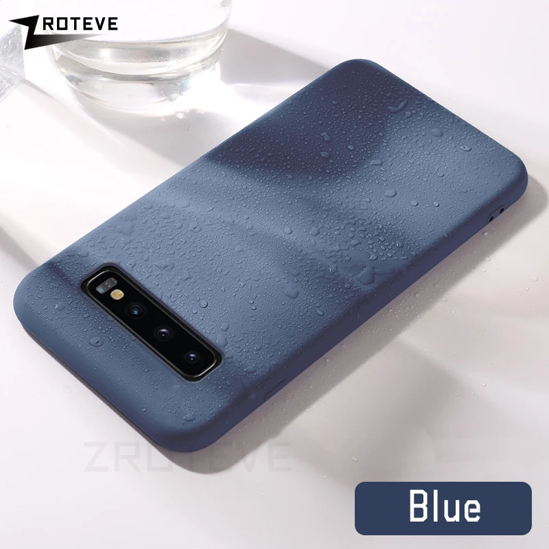 Синий ZROTEVE Жидкая силиконовая крышка для samsung Galaxy S10 S9 S8 Plus Note 10 9 8 чехол КРЫШКА ДЛЯ Smausng A10 A20 A30 A40 A50 A70 чехол s - Цвет: Синий