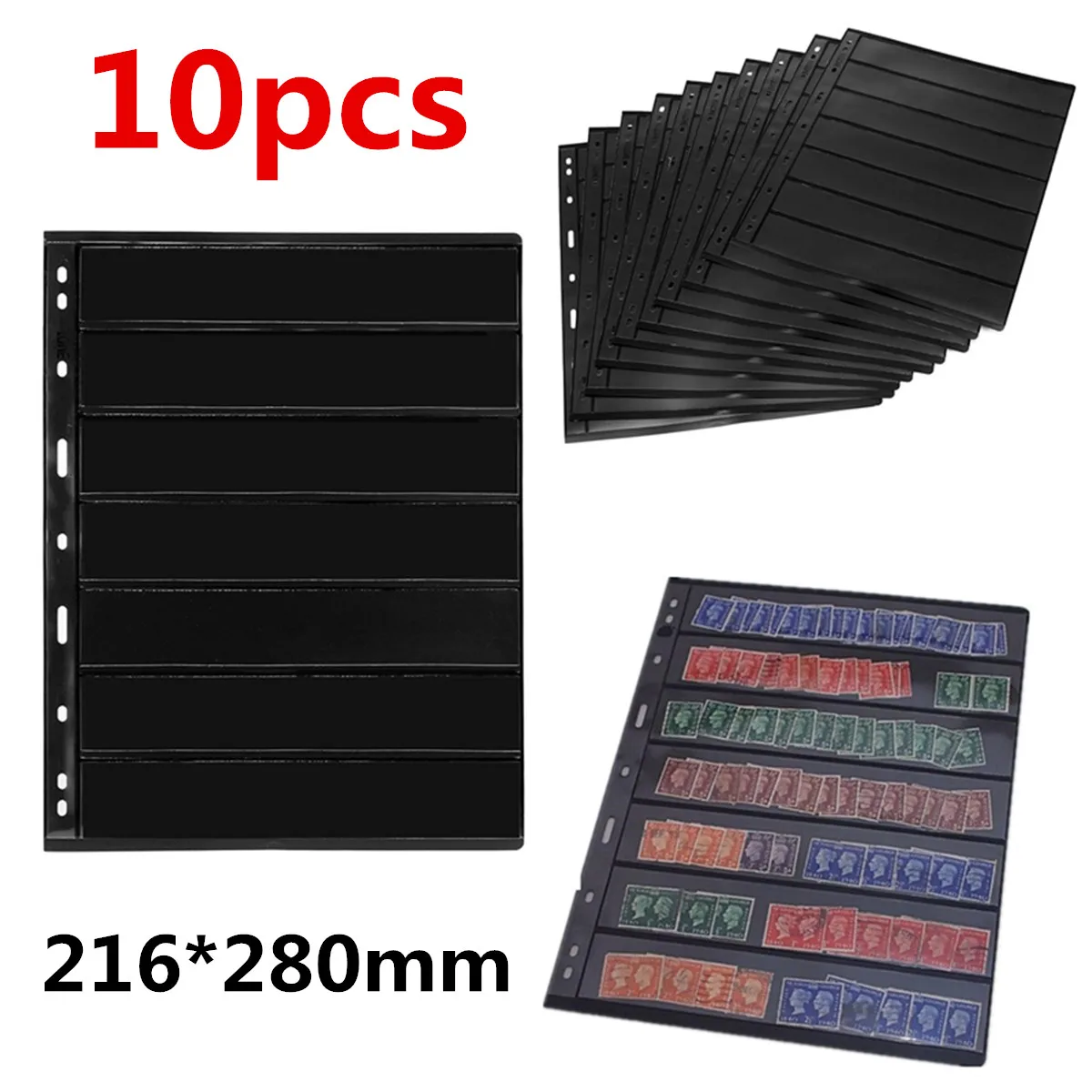 

10PCS/Lot Stampspage Black 2 Side Stamp Page of Stamp Album PVC loose-leaf Inners of Collection Stamps Holders Sheets PCCB