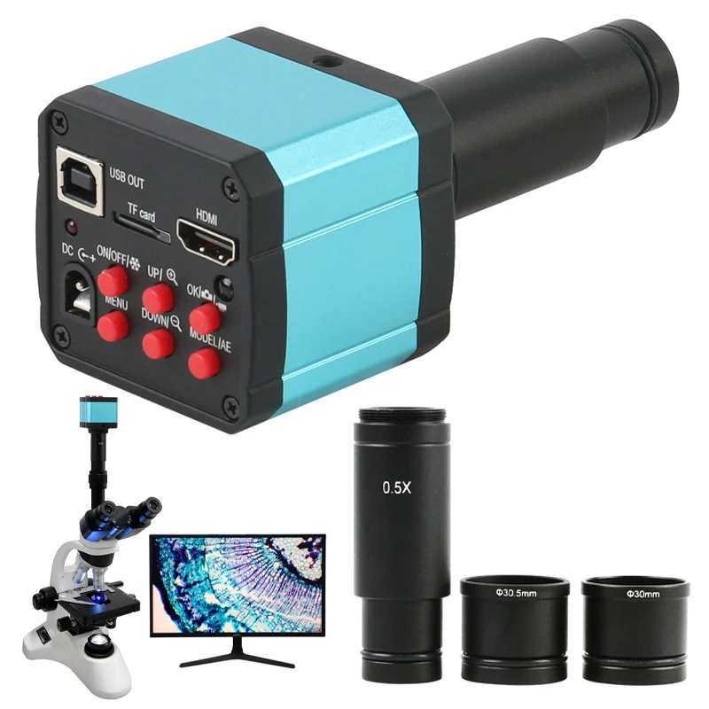 

Электронный окуляр 18MP 1080P 60FPS HDMI USB видеомикроскоп камера Монтажный размер 23,2 мм с кольцевыми адаптерами 30 мм 30,5 мм