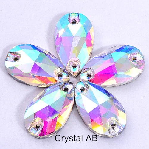 Crystal AB Каплевидные стразы, много цветов, пришивные стразы с плоской задней стороной, стеклянные хрустальные каплевидные стразы, свадебное платье F0155 - Цвет: Crystal AB