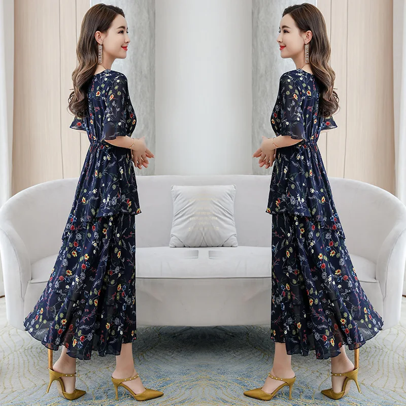 

Dress 2021 new summer floral fairy super fairy sweet chiffon foreign cake dress small fresh dress