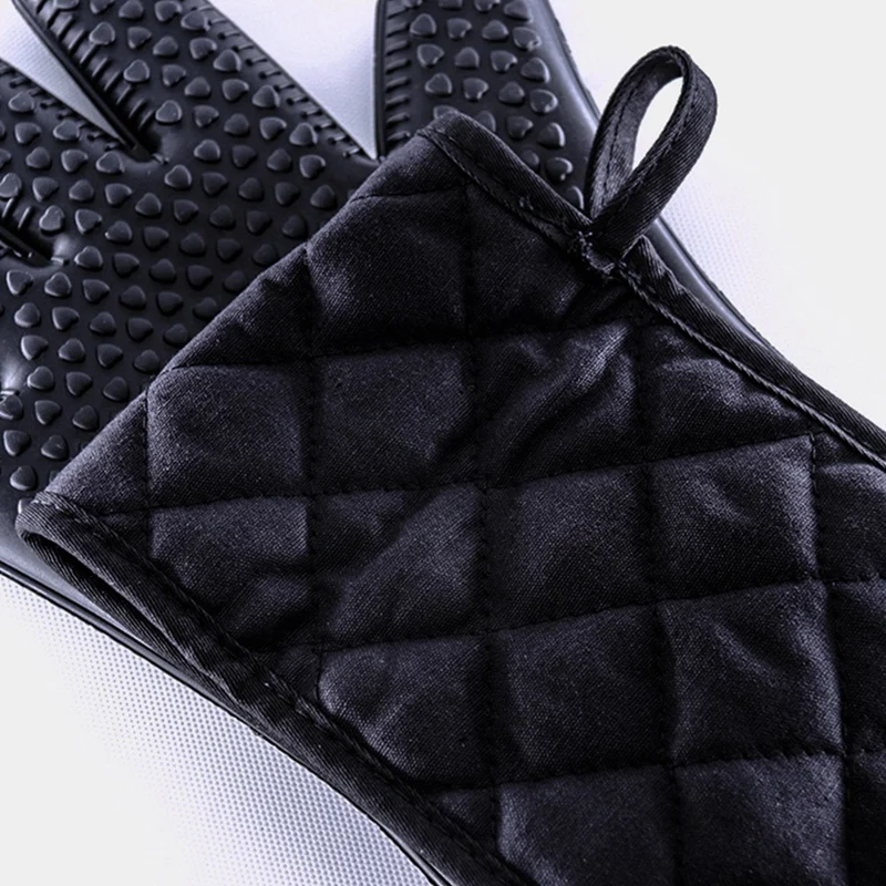 

Heat Resistant Oven Mitts Kitchen Baking Cooking Gloves Extra Long Cotton Canvas Stitching BBQ Oven Gloves