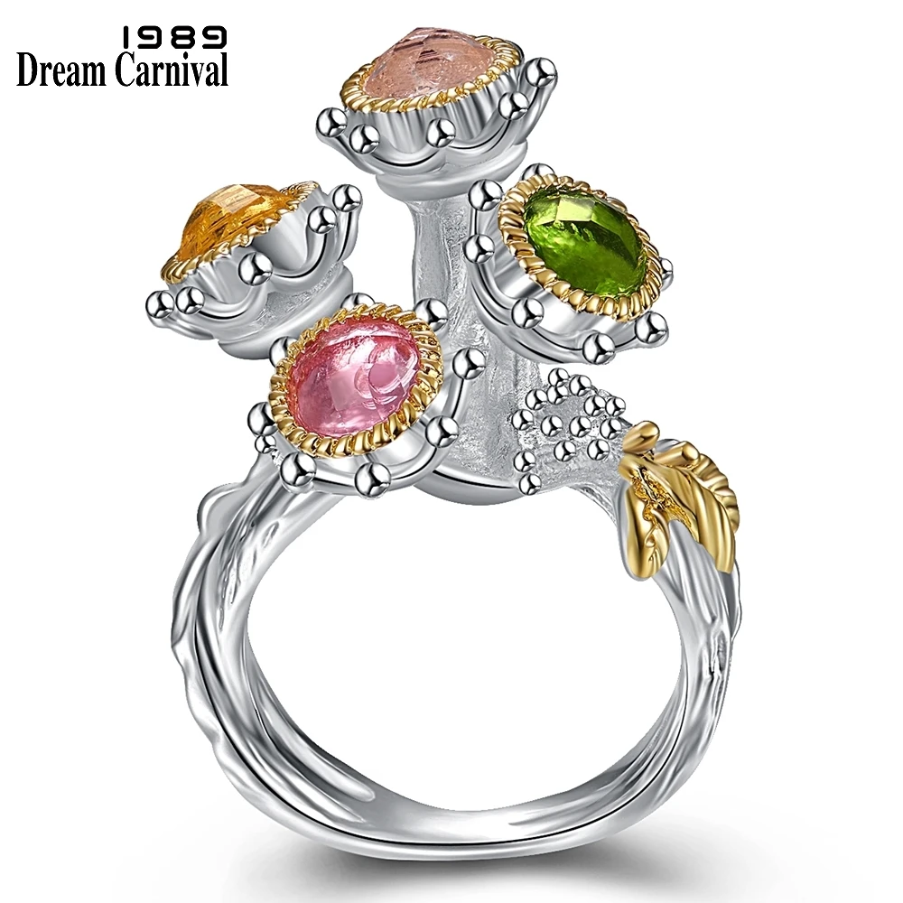 DreamCarnival1989 Exaggerated Engagement Rings for Women Dazzling Candies Zircon Lovely Feminine Elegant Dating Jewelry WA11752