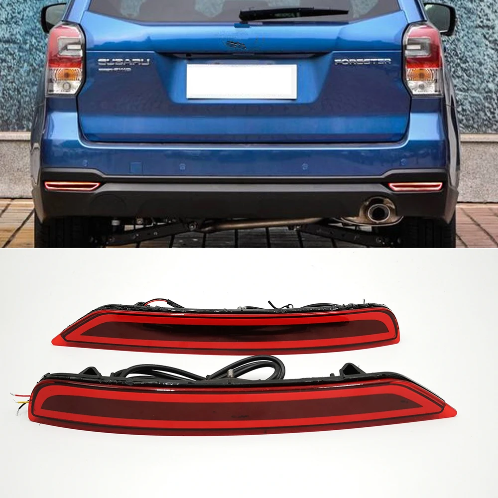 CSCSNL 2PCS LED For Subaru Forester 2008-2018 Rear Bumper Reflector Light Red Car Driving Brake Fog Trim Molding Tail Lamp | Автомобили и