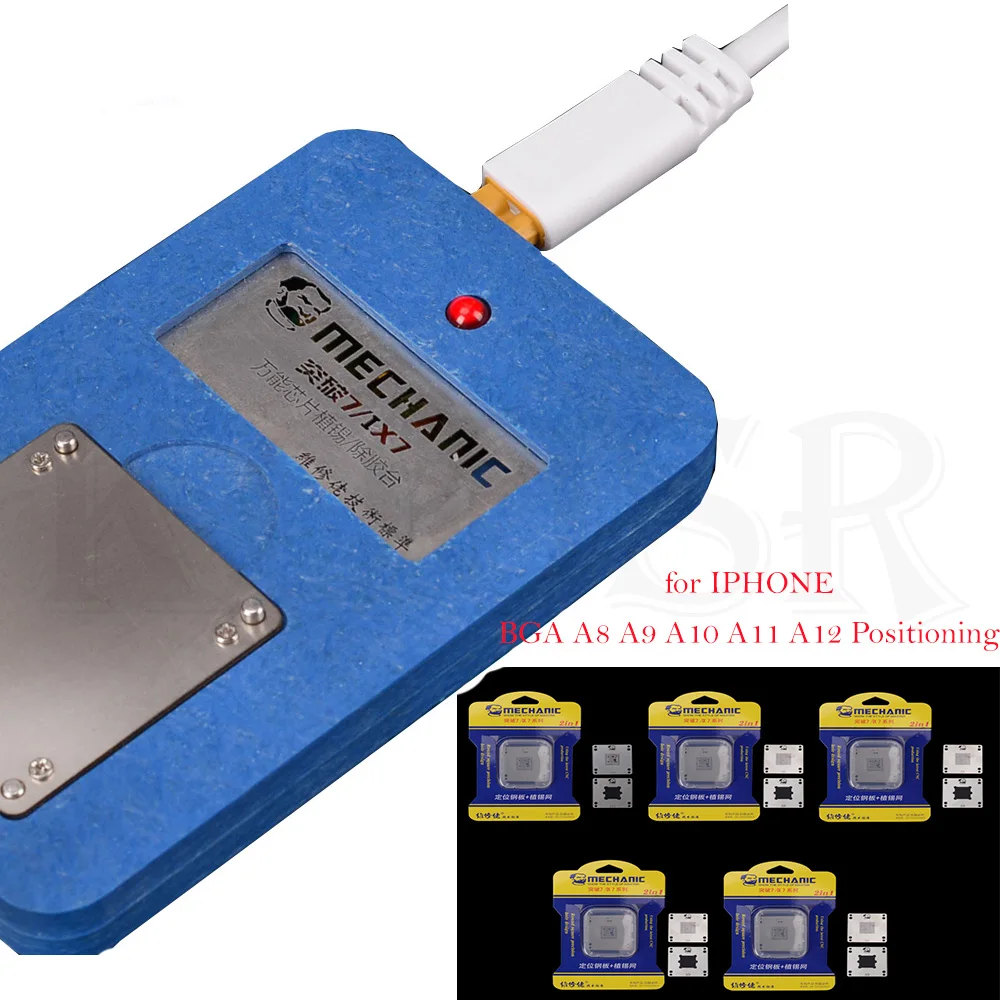 Full Set Механик процессор NAND чип посадки нагревательная платформа для IPHONE BGA A8 A9 A10 A11 A12 позиционирование сталь чистая ремонт удалить клей - Цвет: Full Set