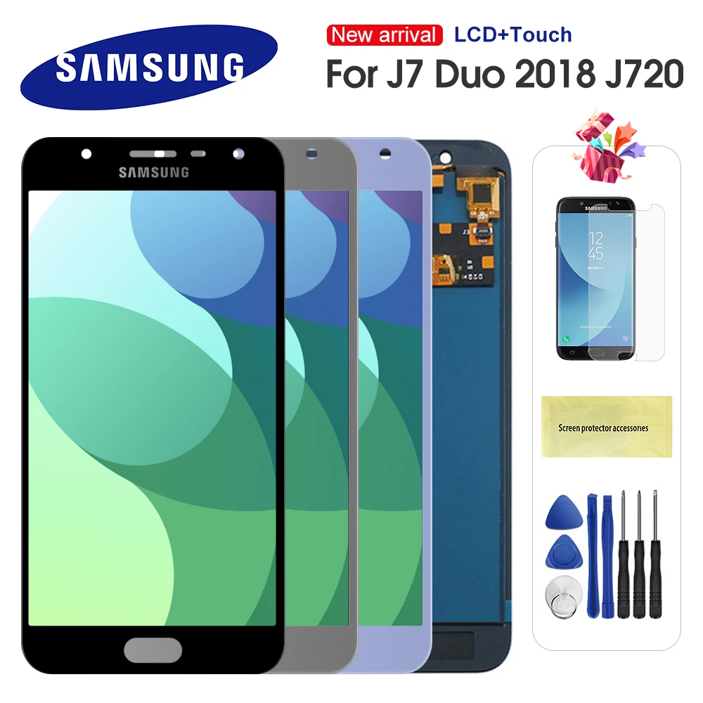 Для Samsung Galaxy J7 Duo J720 LCD J720F SM ЖК дисплей сенсорный экран дигитайзер в сборе