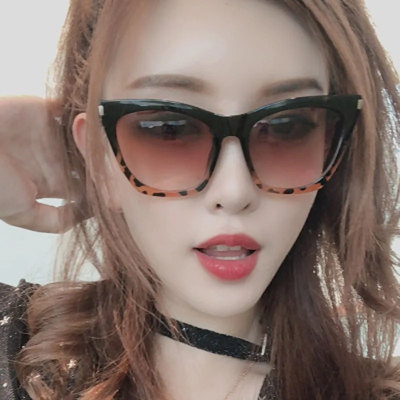 

Brand Design New European American Large Frame Cat Eye Sunglasses Fashion Women Retro Colorful Cateye Sun Glasses UV400 Brown