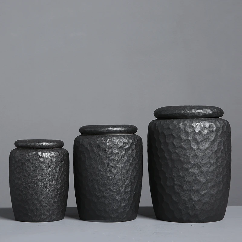 

Handmade Chinese Tea Box Black Airtight Ceramic Teaware Container Tea Box Organizer Storage Jars Porcelana Tea Caddies ED50TB