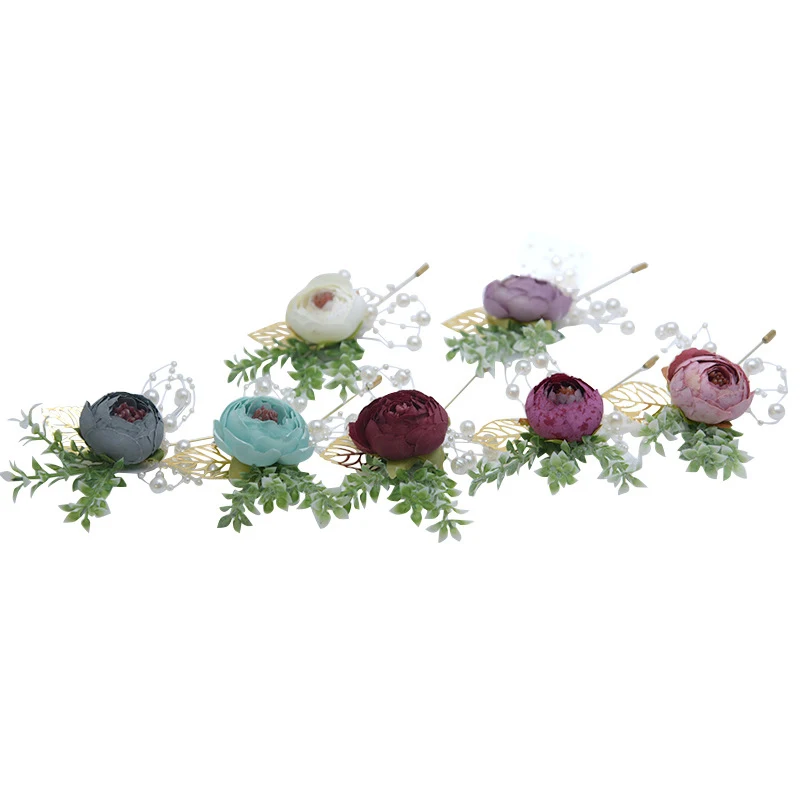 

Artificial Silk Rose Flowers Groom Boutonniere Wrist Flower Bridesmaid Corsage Wedding Flower Party Decorations High Quality