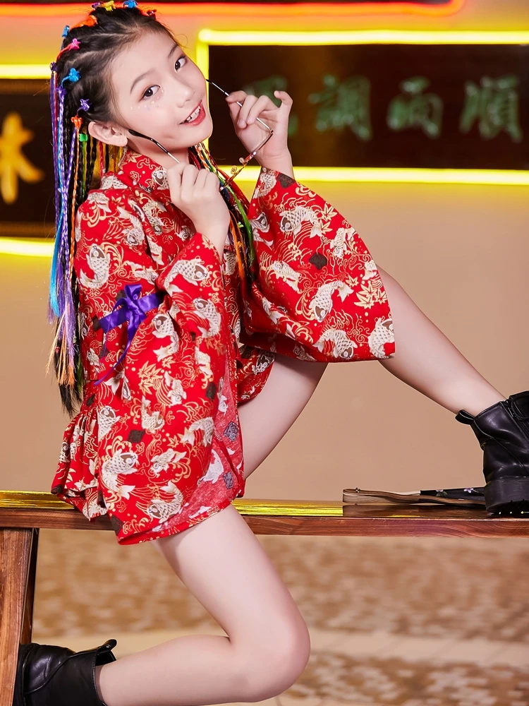 New Chinese Style Kids Catwalk Show Performance Costume Girls Jazz Clothes Children Hip Hop/Modern/Street Dance Outfit | Тематическая