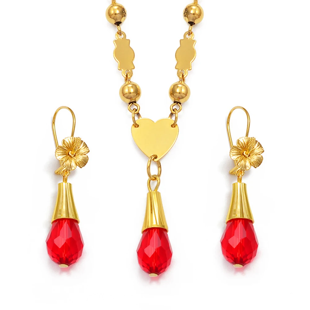 Набор Гавайских украшений Anniyo подвеска ожерелье серьги в форме цветка цветные