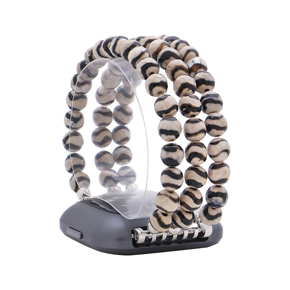 

Zebra Pattern Beads Watchbands For Fitbit Versa/Versa 2/Versa Lite Smart Watch Handmade Elastic Women Watch Strap Wristband