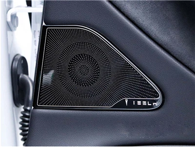 for rear door Внутренние аксессуары для Tesla модель 3 Модель 3 дверная акустическая крышка столб отделка динамиков декоративная наклейка на рамку - Название цвета: for rear door