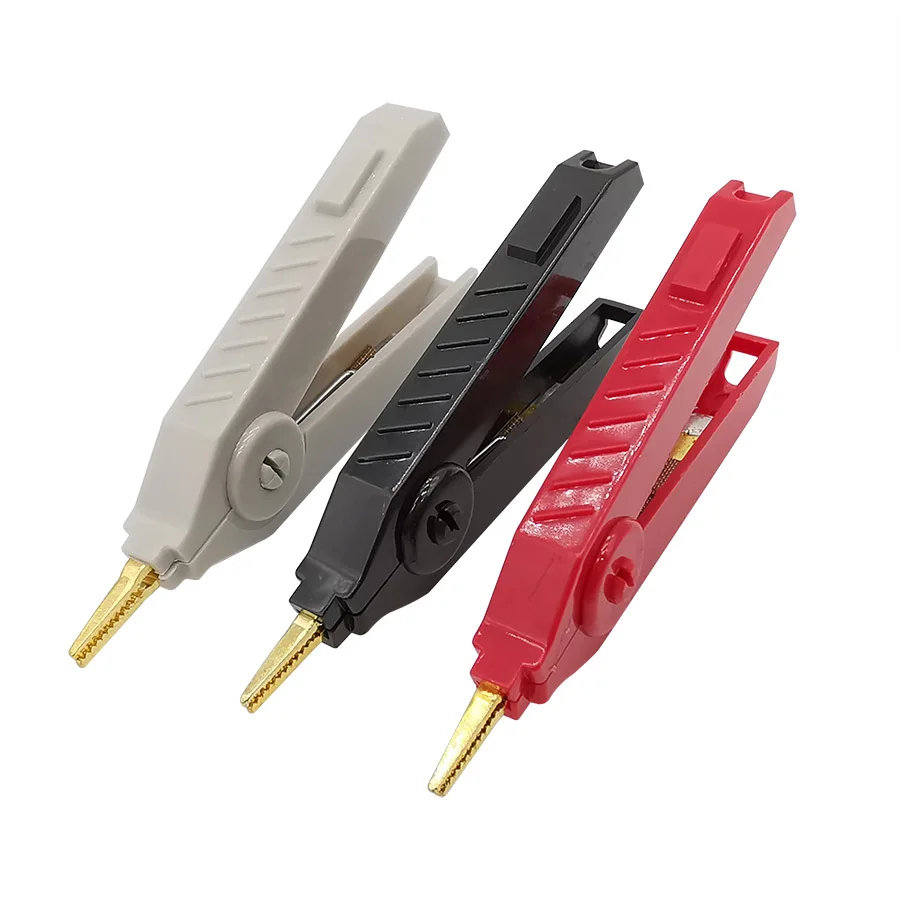 

Медный зажим-крокодил 90 мм, позолоченные зажимы LCR, тестовый зажим для прецизионных инструментов, серый, черный, красный, 5 шт.