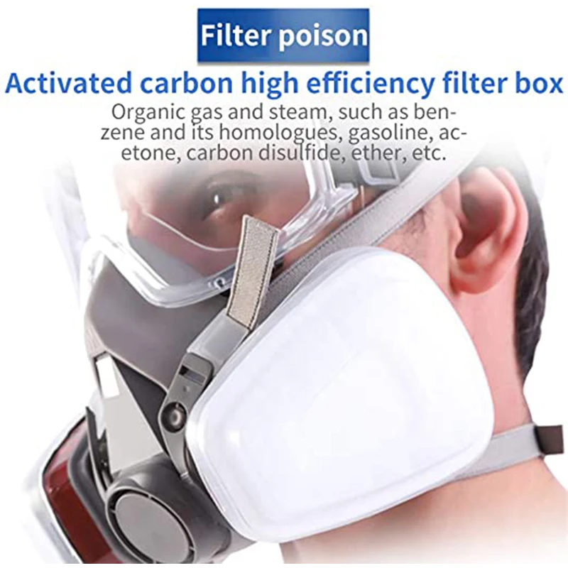 

7 In 1 Paint Spray Gas Mask Full Face Protection Organic Gas Filter Mask Reusable Respirator Gray Personal Protective Equipment