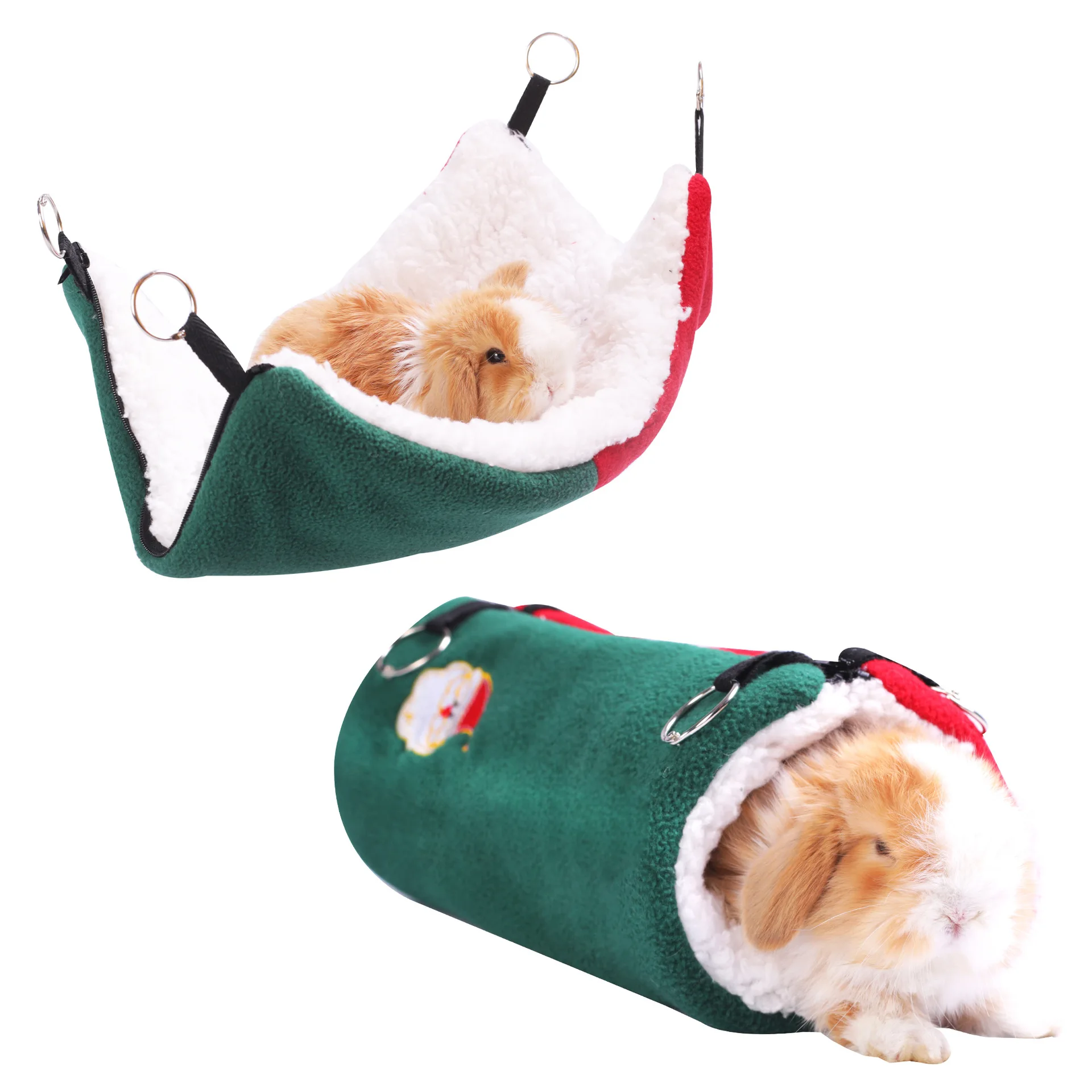 

2 in 1 Pet Christmas Cotton Nest Hamster Winter Warm Aisle Honey Bag Glider Hanging Hammock Rabbit Hedgehog Guinea Pig Cage