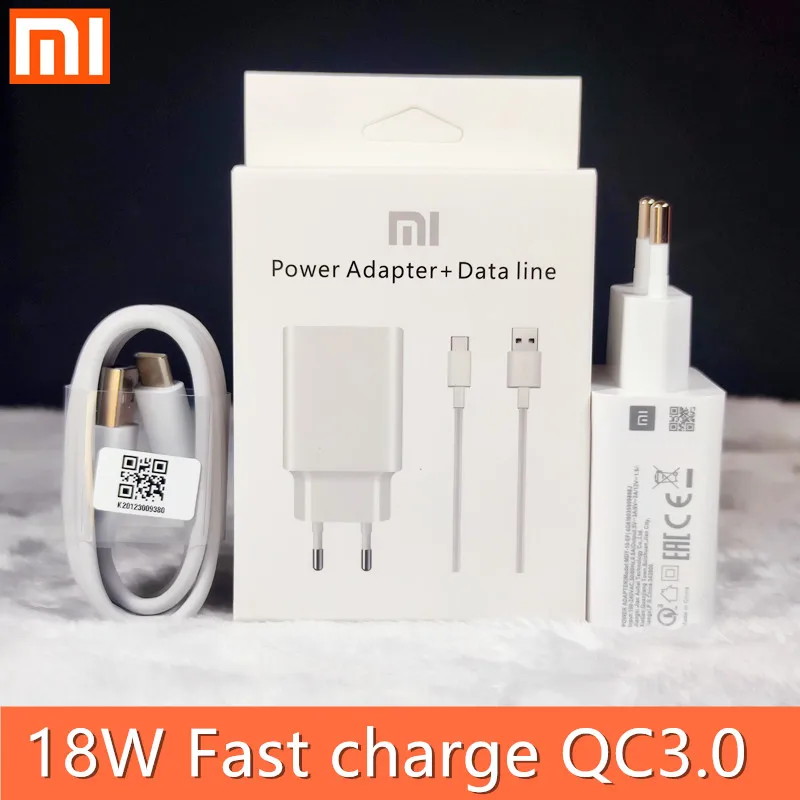 

Оригинальное быстрое зарядное устройство Xiaomi QC3.0, 18 Вт, адаптер для быстрой зарядки mi9 SE, USB 3,1, кабель типа C для MI 9 SE 6 CC9 A3 Redmi Note 7 8 Pro
