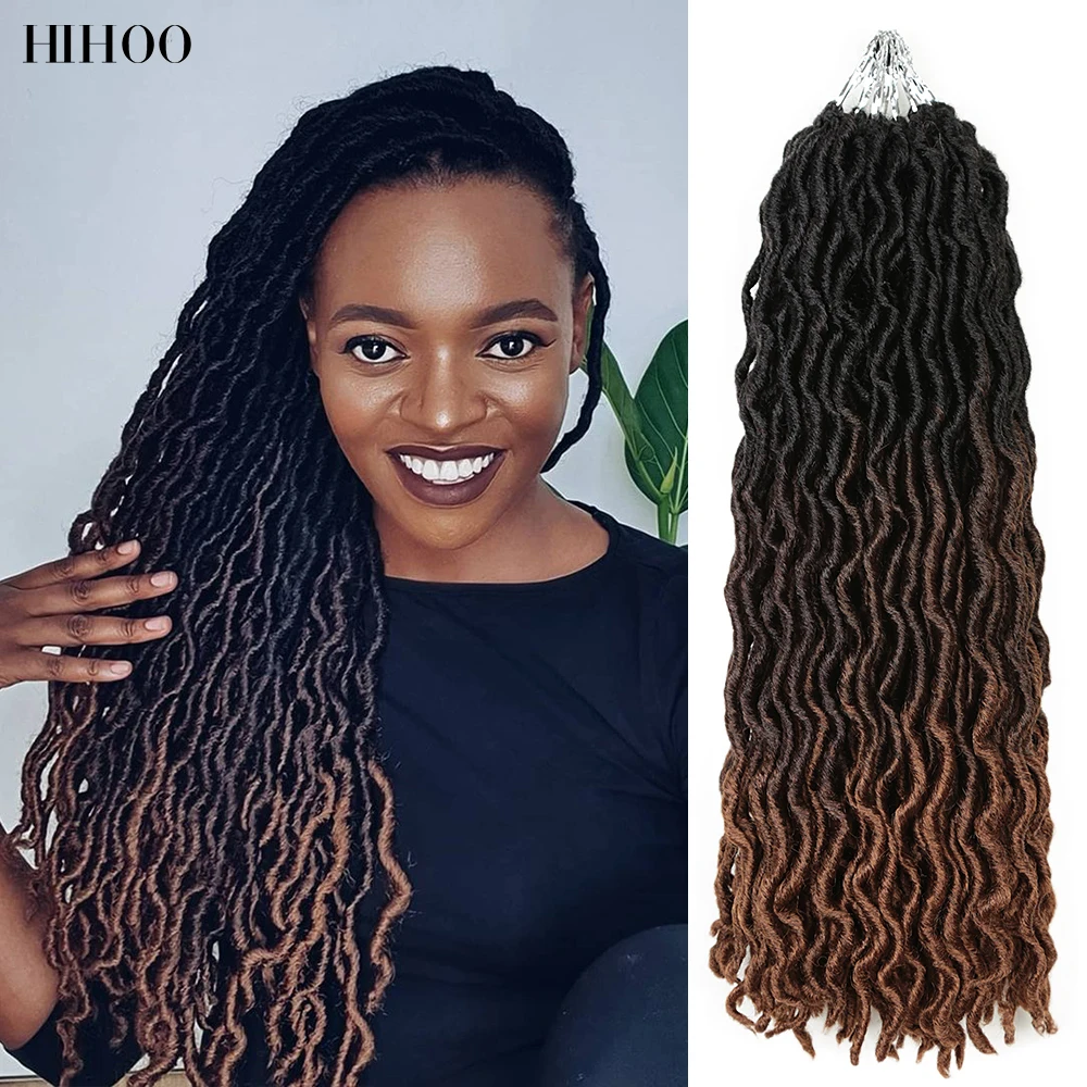 

Handmade Faux Locs Curly Soft Crochet Braids Hair For Black WomenSynthetic Goddess Nu Locs Hair Extensions Dreadlocks Ombre