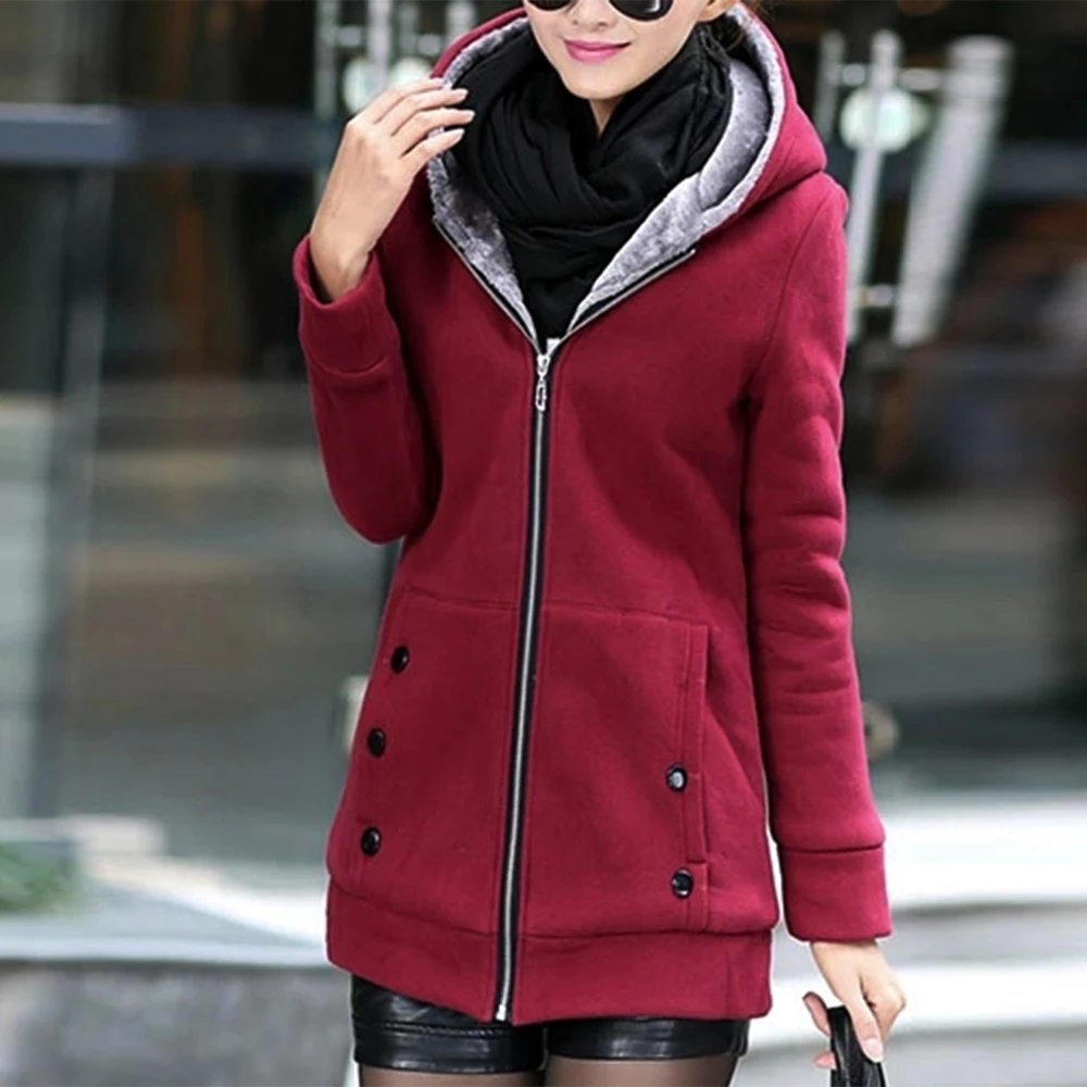 

Spring Zipper Warm Fashion Hoodies Women Long Sleeve Hoodies Jackets Hoody Jumper Overcoat Outwear Female Sweatshirts