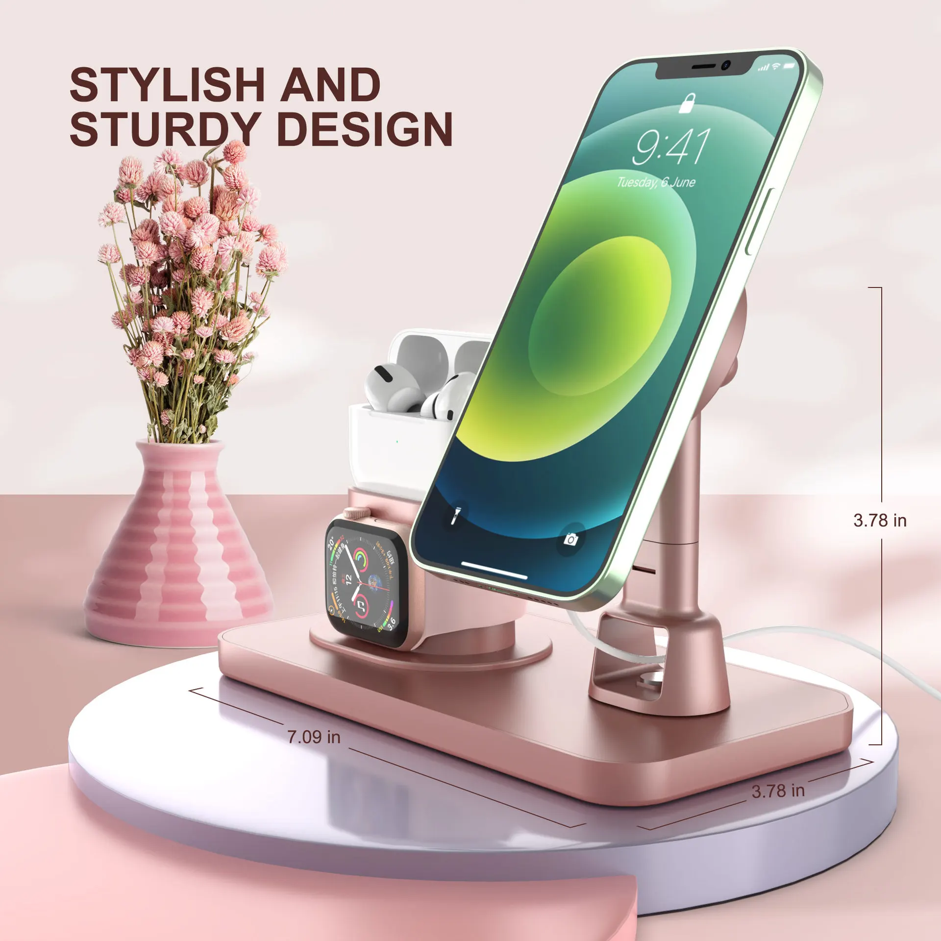 3 in 1 phone holder for iphone 12 mini pro max desk phone stand charging dock station for apple watch 6 5 4 airpods por free global shipping