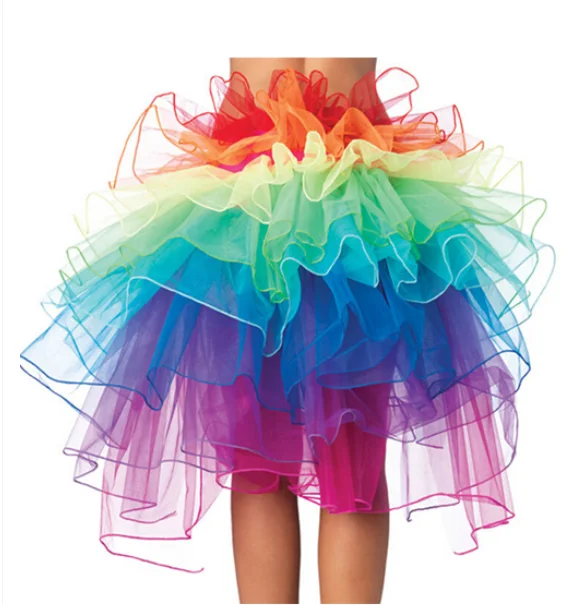 

1 Pc Female Peacock Dance Skirt Rainbow Tail Bustle Skirt Colorful Women Skirts Summer Fluffy Rainbow Tutu Skirt
