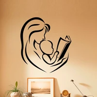 mother and baby reading books wall stickers home decor kids children room nursery decoration vinyl art wall decal sticker